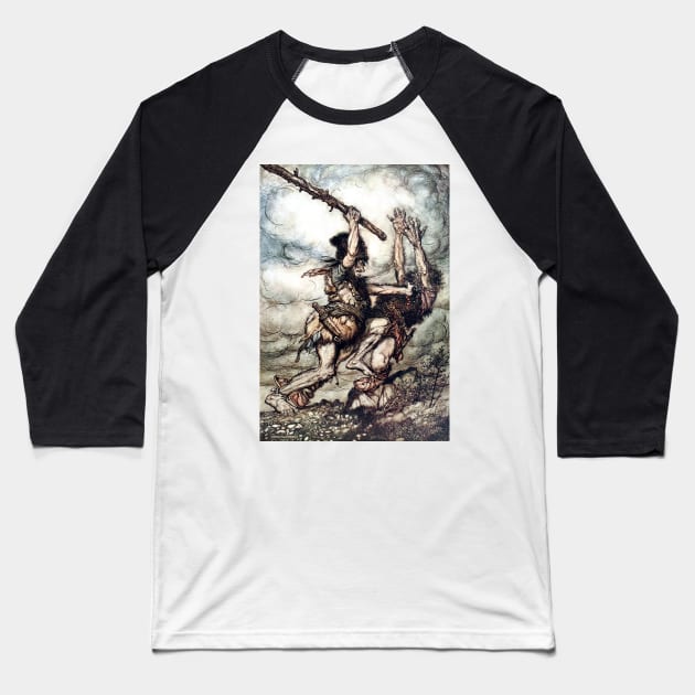 Fafnir Kills Fasolt - The Rhinegold and the Valkyries - Arthur Rackham Baseball T-Shirt by forgottenbeauty